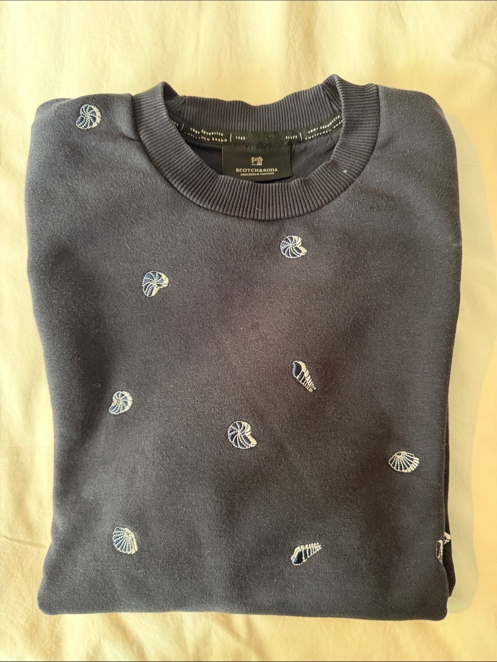Scotch & Soda Navy Embroidered Shell Motif Crewneck Sweatshirt